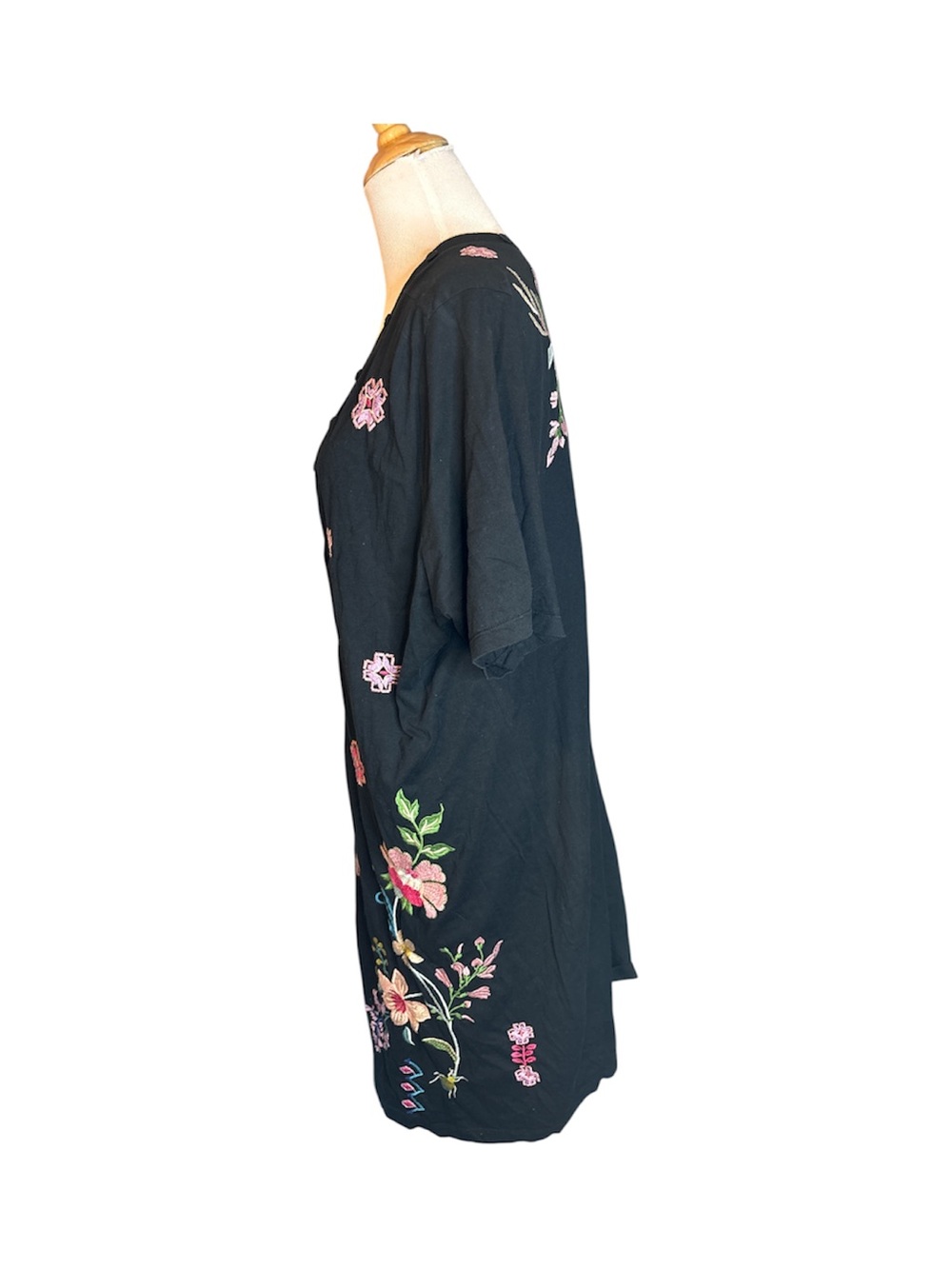 Johnny Was Osaka Relaxed Knit Dress Cotton Special Embroidery Floral Black - Picture 3 of 6